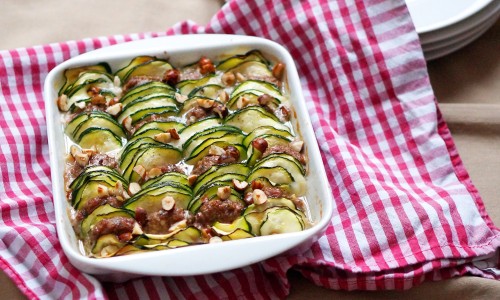 Recette gratin de courgettes aux boulette d'agneau par Pretty Chef